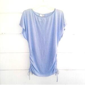 Lucky Brand Women's Blue Top Double Ruched Lightweight Size Small